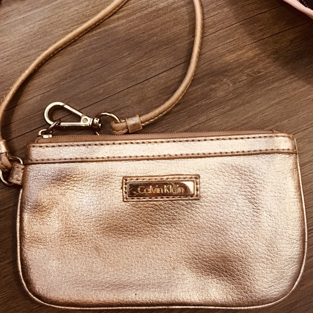Gold Calvin Klein Wristlet